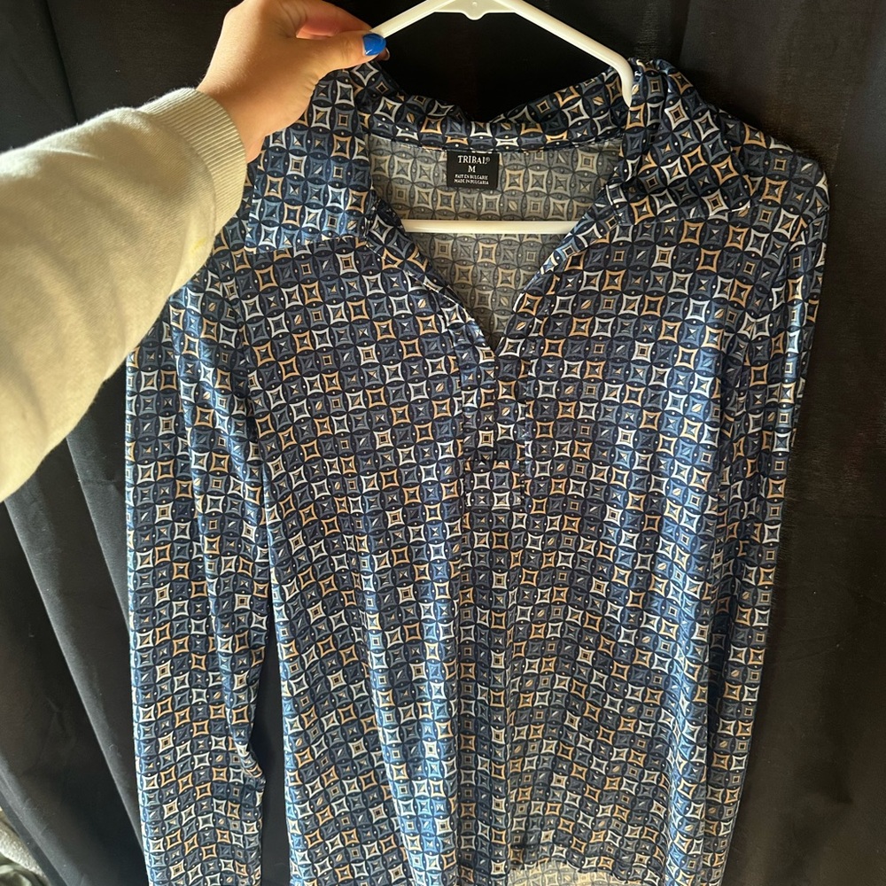 Tribal Navy and Gold Geometric Shirt